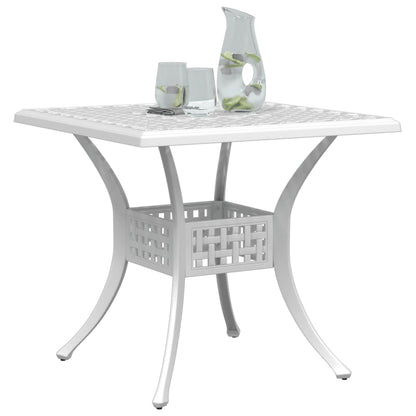 Garden Table White 80x80x75 cm Cast Aluminium