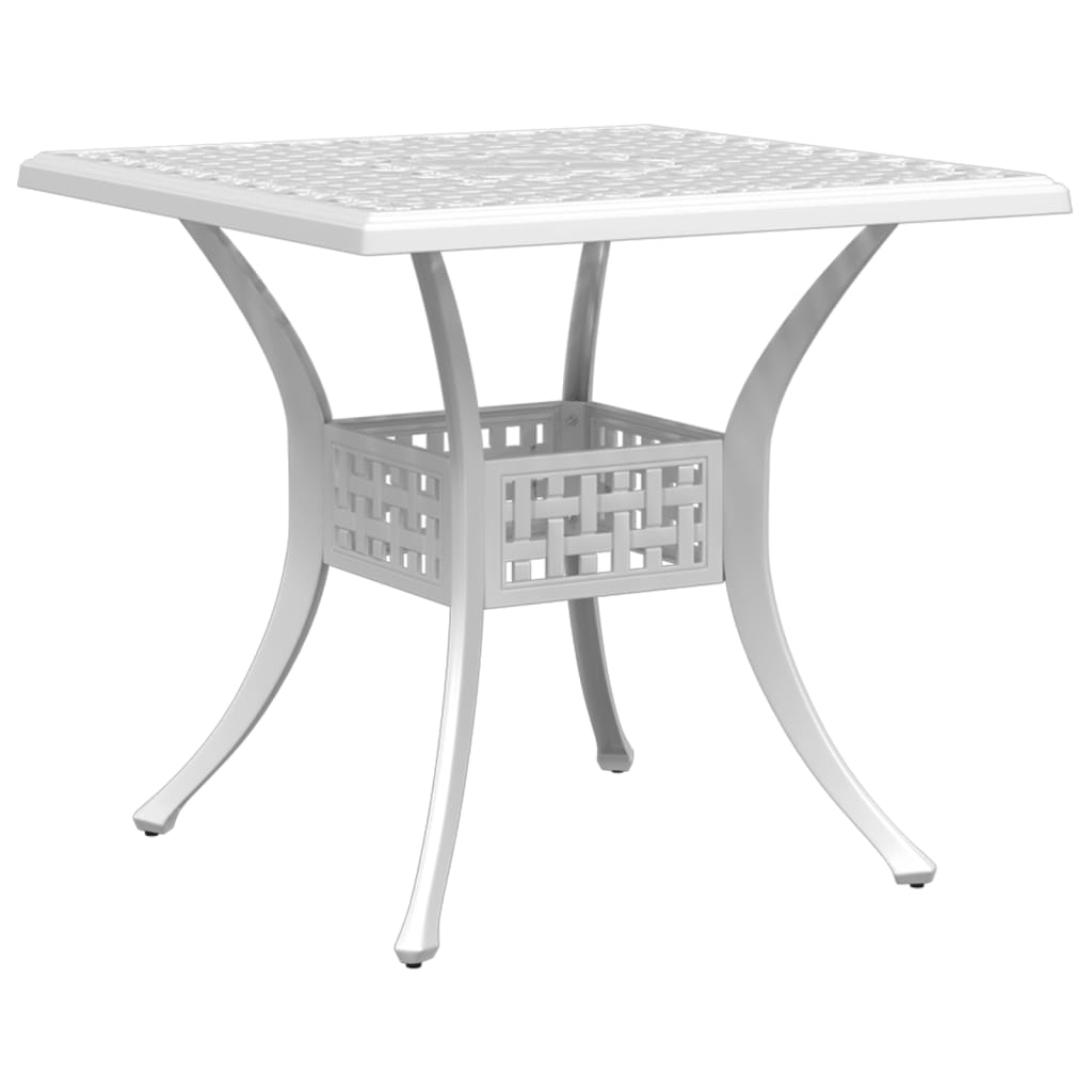 Garden Table White 80x80x75 cm Cast Aluminium