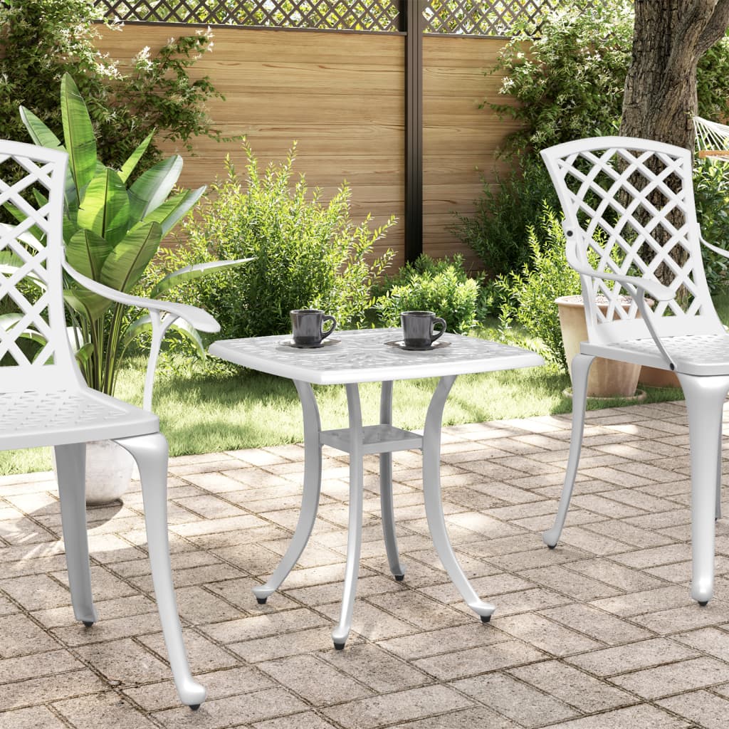 Garden Table White 53x53x53 cm Cast Aluminium