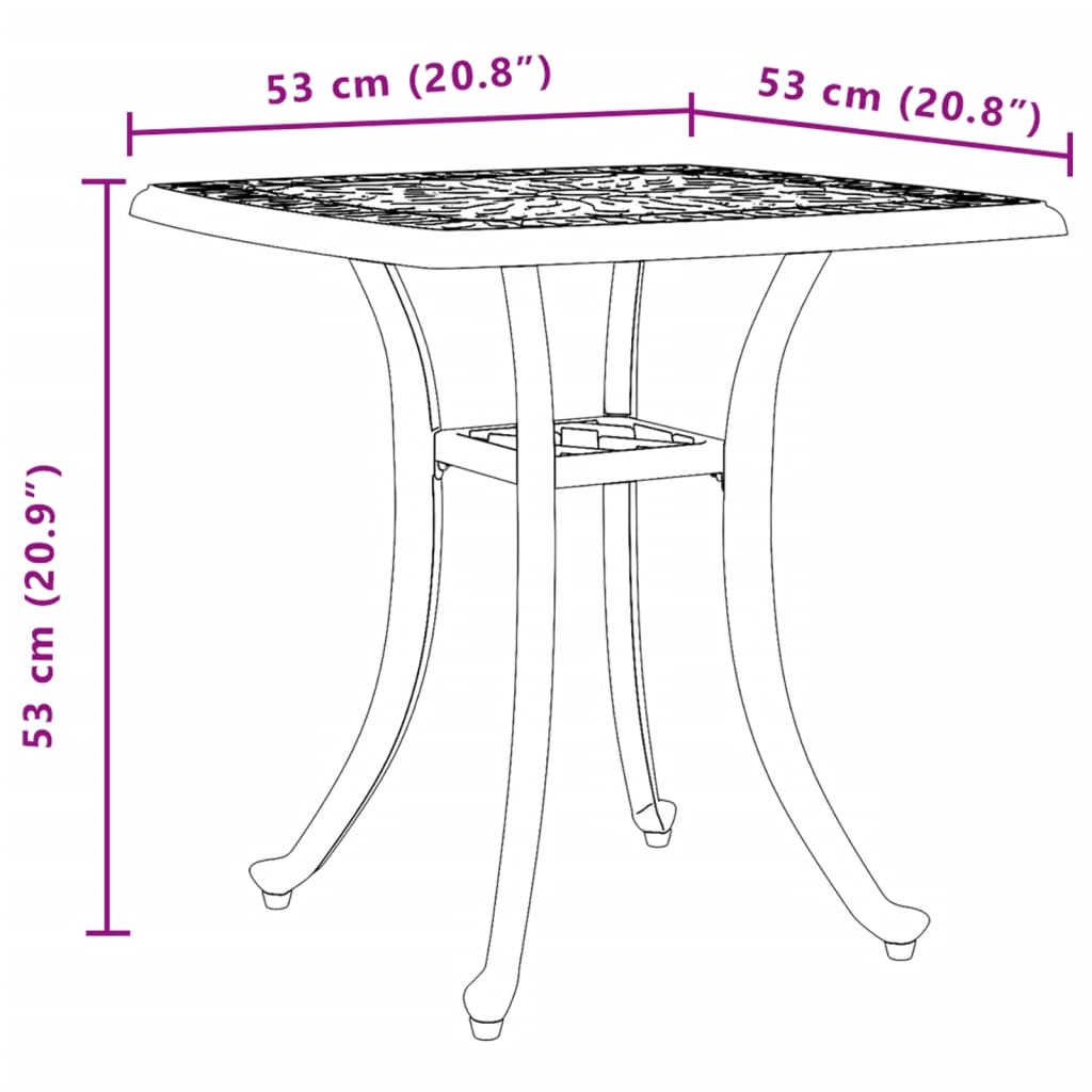 Garden Table White 53x53x53 cm Cast Aluminium