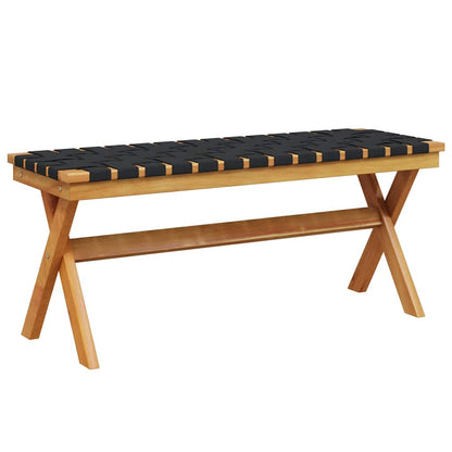 Garden Bench Black Solid Wood Acacia and Fabric