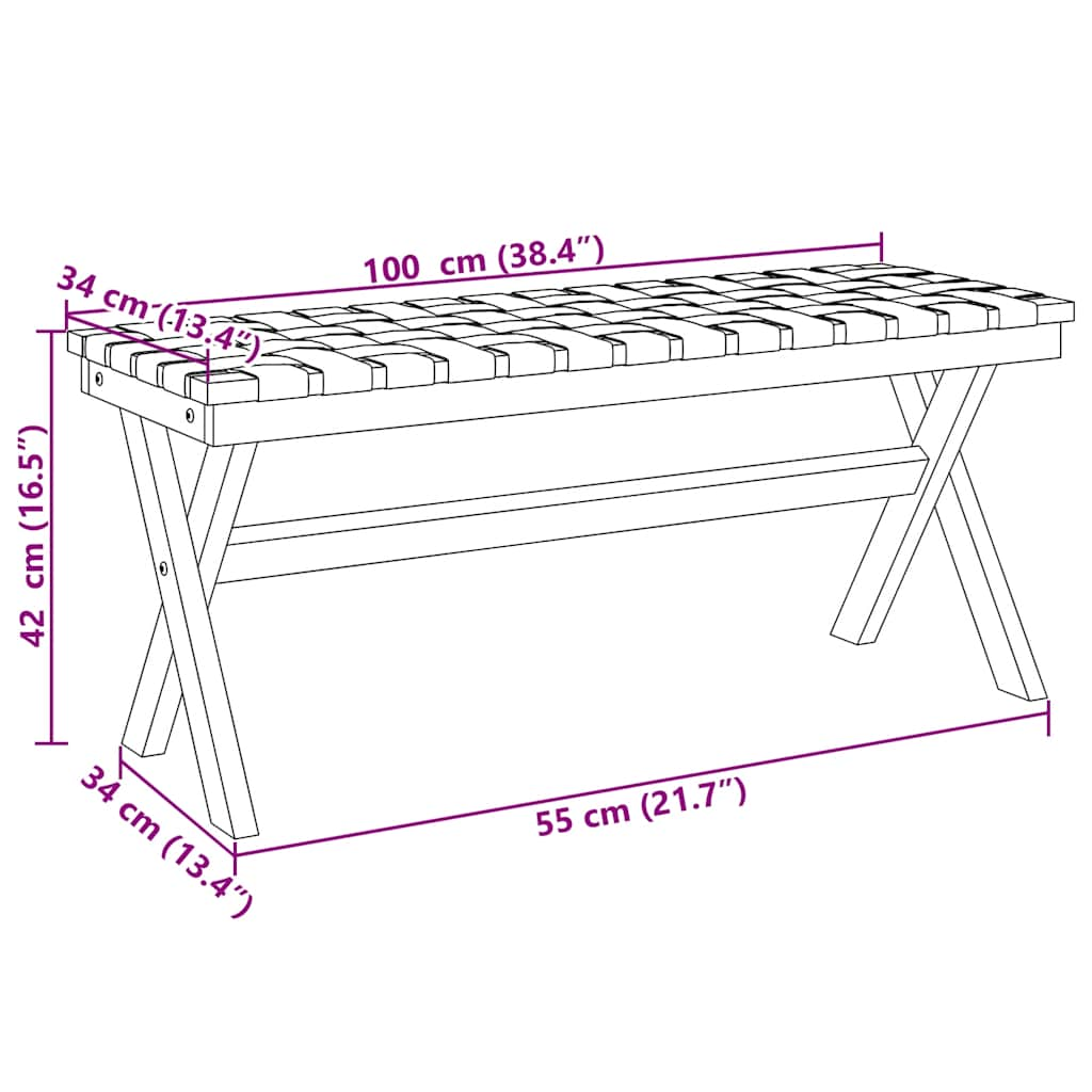 Garden Bench Black Solid Wood Acacia and Fabric