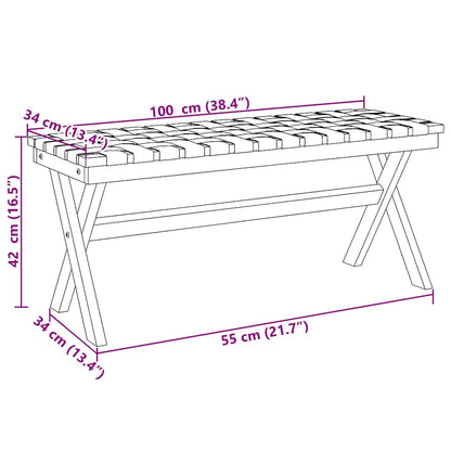 Garden Bench Black Solid Wood Acacia and Fabric