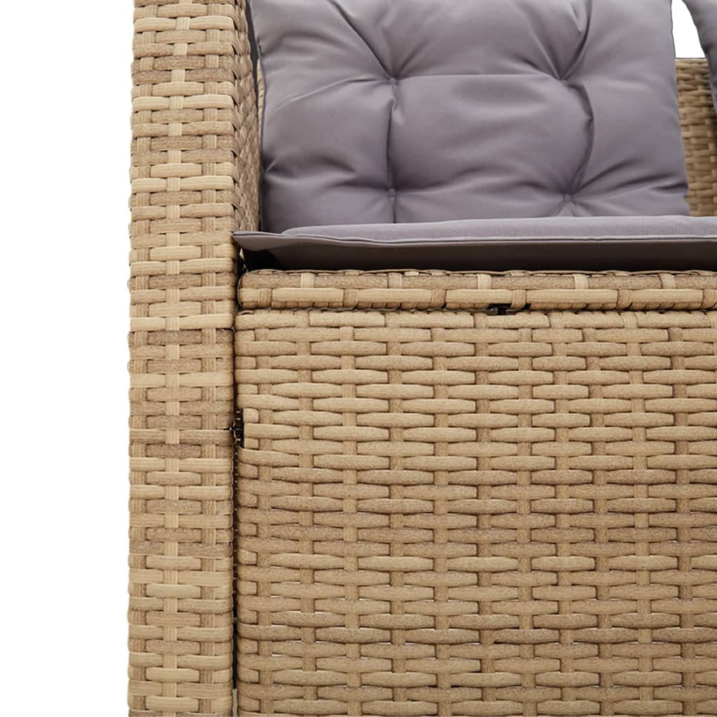 Garden Sofa with Table and Cushions L-Shaped Beige Poly Rattan