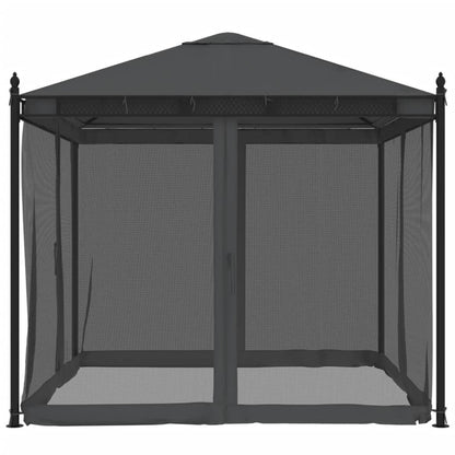 Gazebo with Mesh Walls Anthracite 2.93x2.93 m Steel