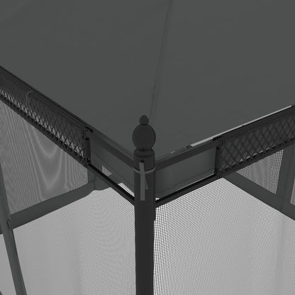 Gazebo with Mesh Walls Anthracite 2.93x2.93 m Steel