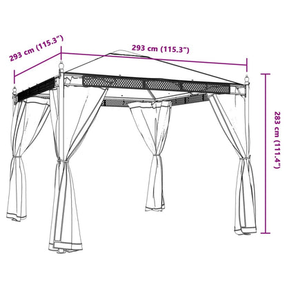 Gazebo with Mesh Walls Anthracite 2.93x2.93 m Steel