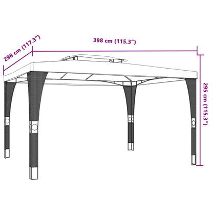 Gazebo with Double Roof Cream 3.98x2.98 m Steel