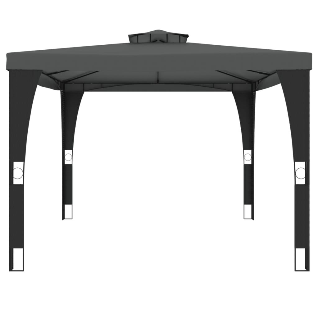 Gazebo with Double Roof Anthracite 3.98x2.98 m Steel