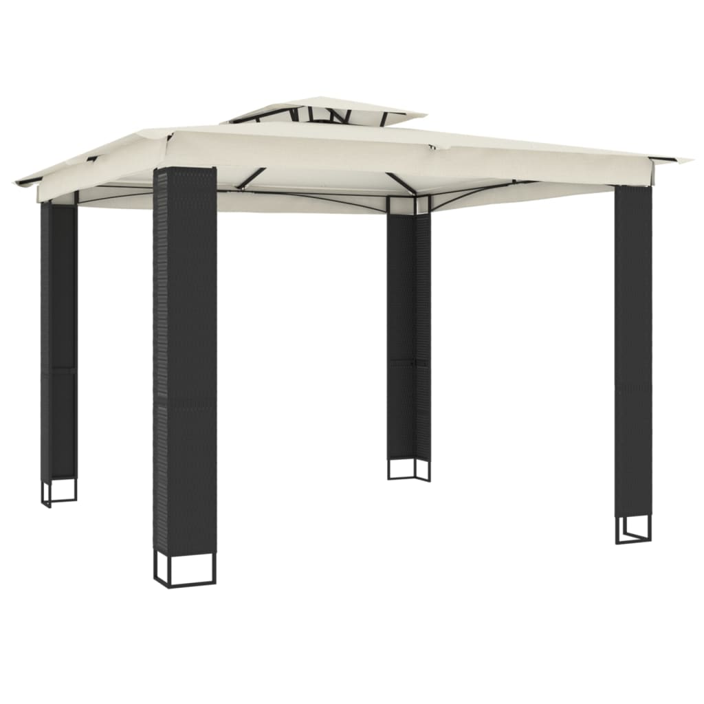 Gazebo with Double Roof Cream 2.94x2.94 m Steel