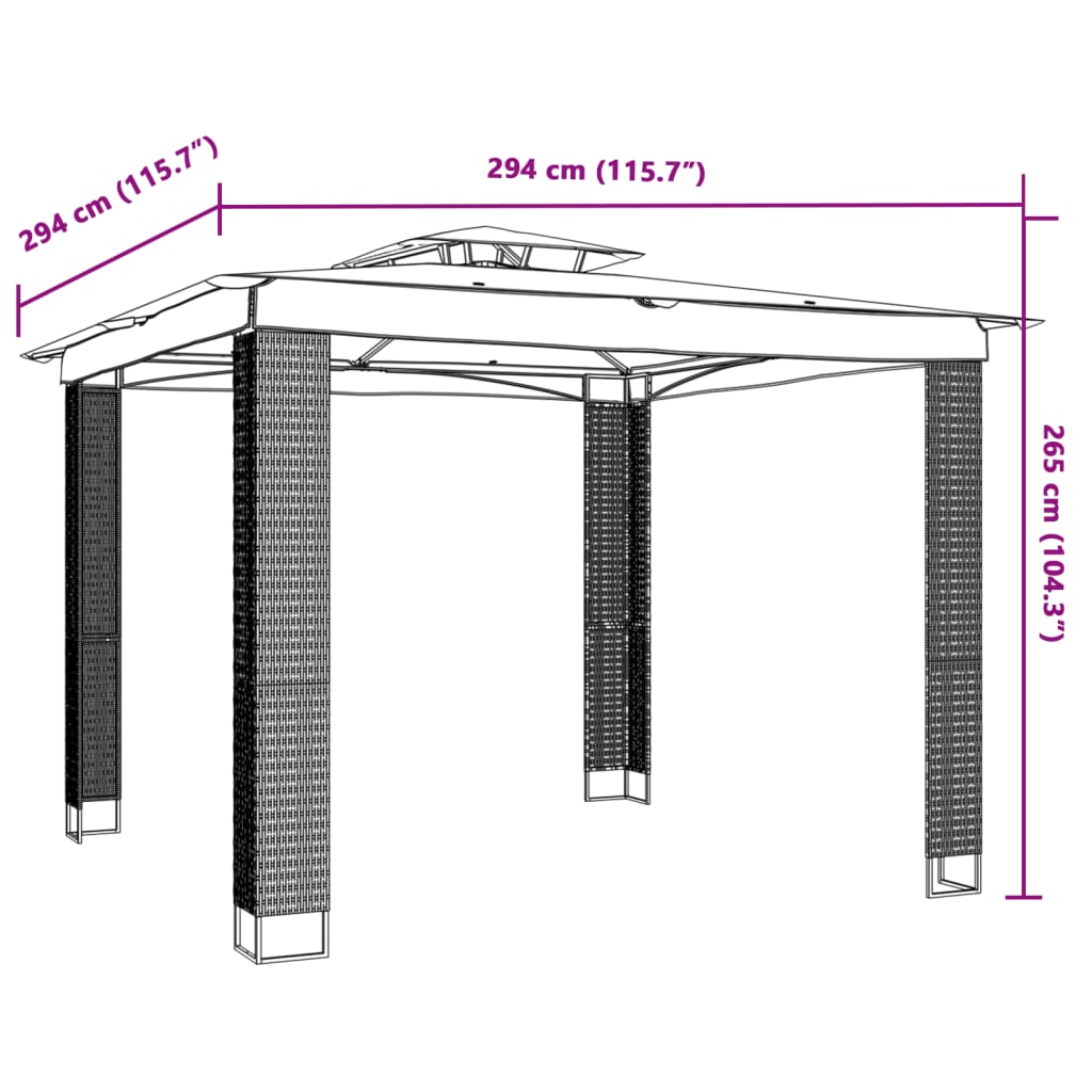 Gazebo with Double Roof Cream 2.94x2.94 m Steel