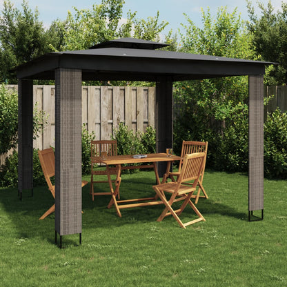 Gazebo with Double Roof Anthracite 2.94x2.94 m Steel