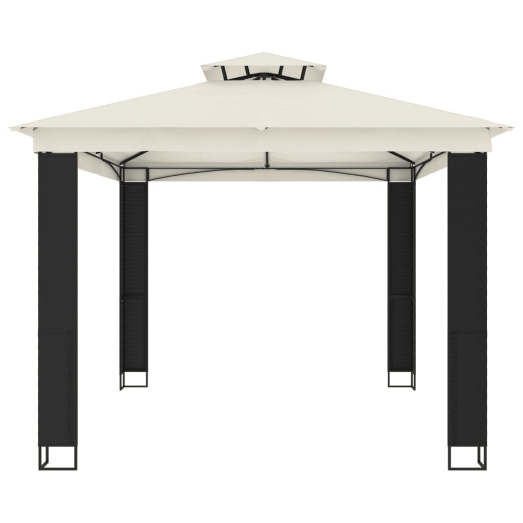 Gazebo with Double Roof Cream 3.94x2.96 m Steel