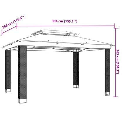 Gazebo with Double Roof Cream 3.94x2.96 m Steel