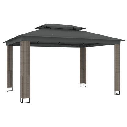 Gazebo with Double Roof Anthracite 3.94x2.96 m Steel