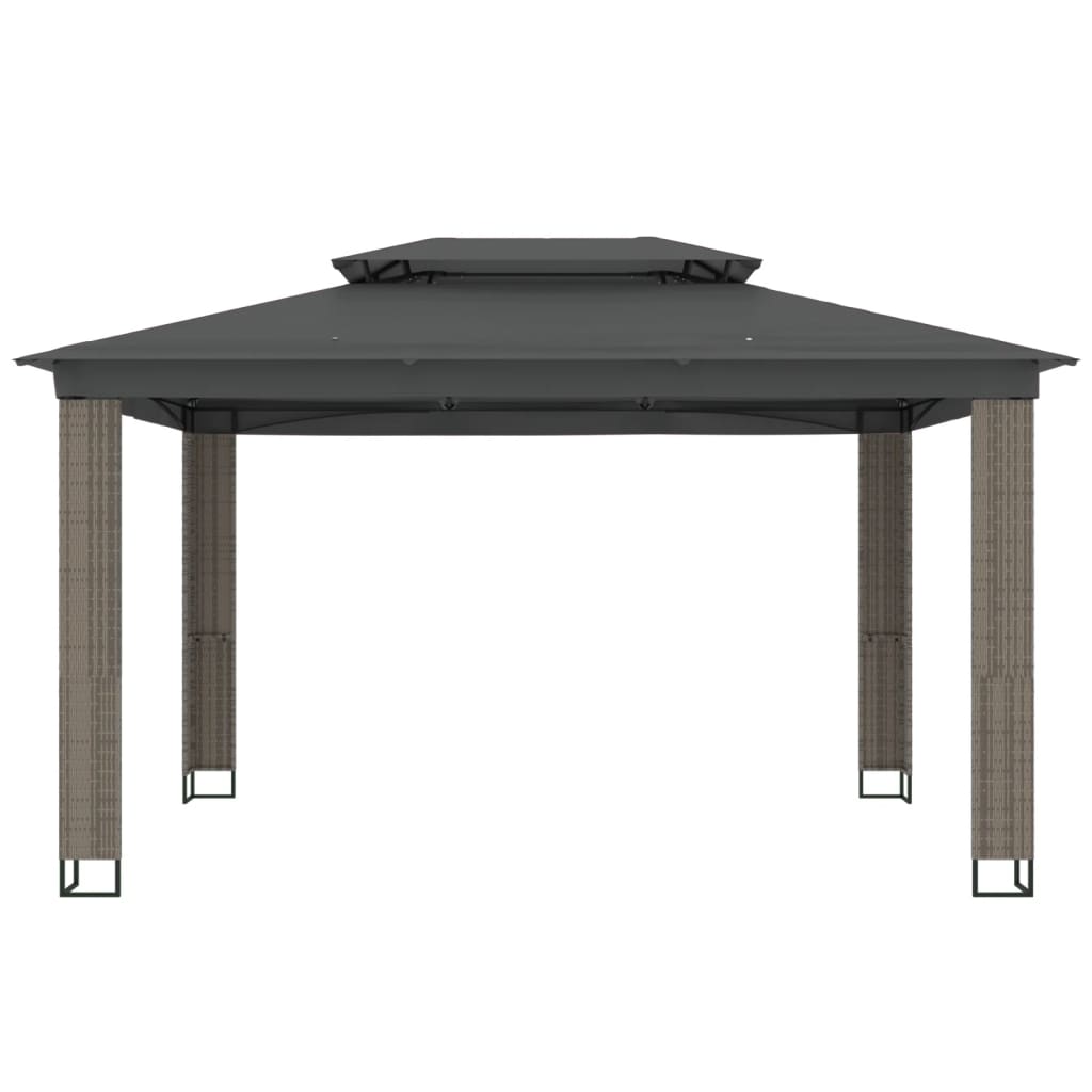 Gazebo with Double Roof Anthracite 3.94x2.96 m Steel