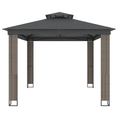 Gazebo with Double Roof Anthracite 3.94x2.96 m Steel