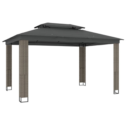 Gazebo with Double Roof Anthracite 3.94x2.96 m Steel