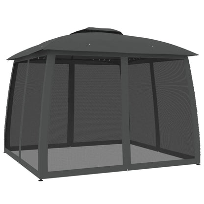 Gazebo with Double Roof and Mesh Walls Anthracite 2.93x2.93 m Steel