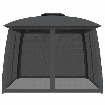 Gazebo with Double Roof and Mesh Walls Anthracite 2.93x2.93 m Steel