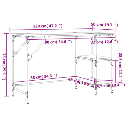 Desk Black 120x50x75 cm Metal and Engineered Wood