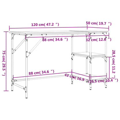 Desk Sonoma Oak 120x50x75 cm Metal and Engineered Wood