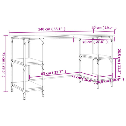 Desk Black 140x50x75 cm Metal and Engineered Wood