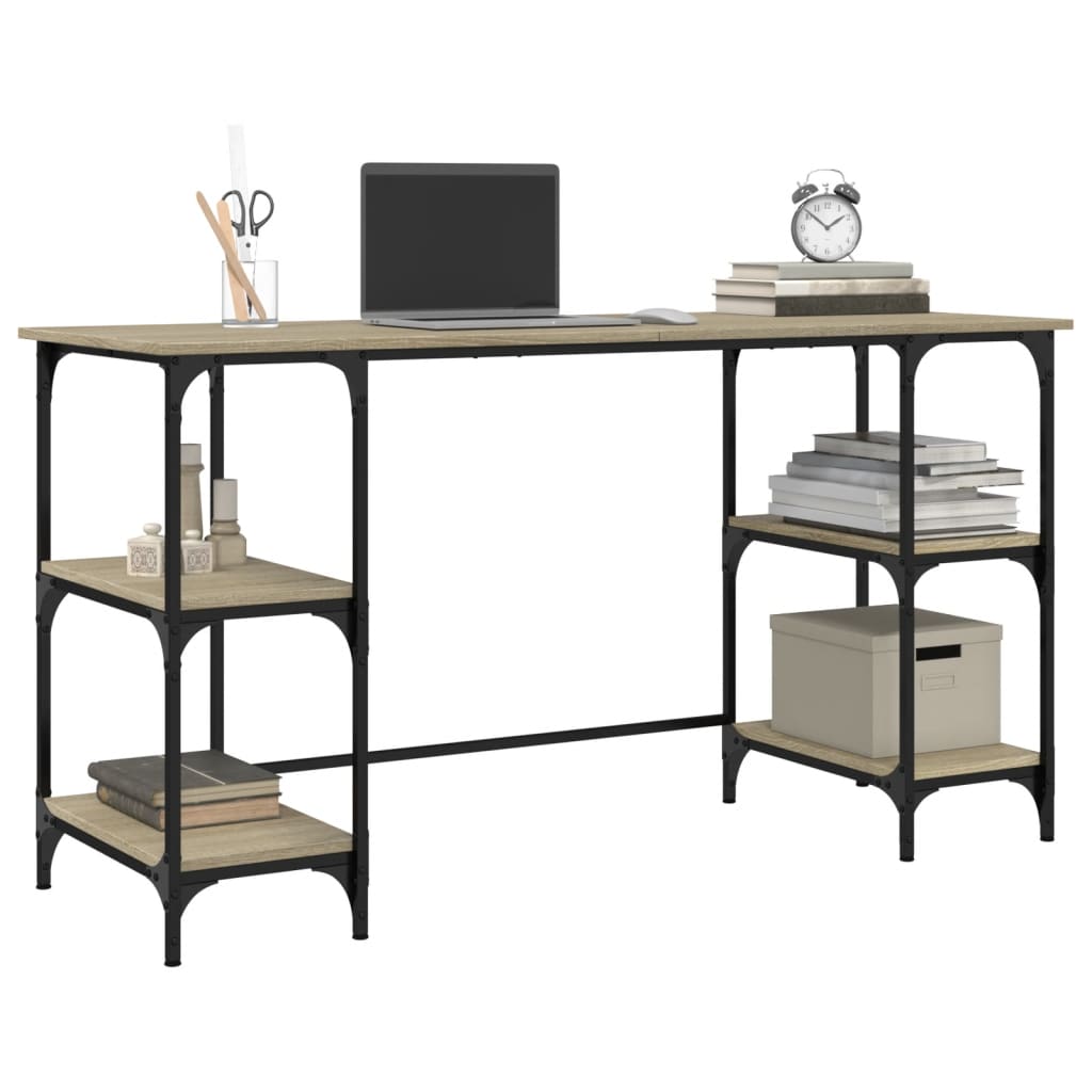 Desk Sonoma Oak 140x50x75 cm Metal and Engineered Wood