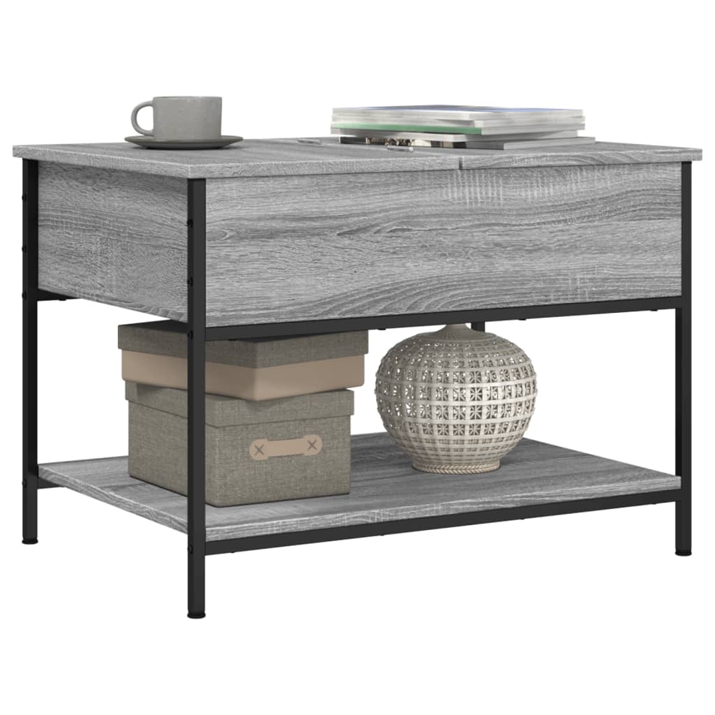 Coffee Table Grey Sonoma 70x50x50 cm Engineered Wood and Metal