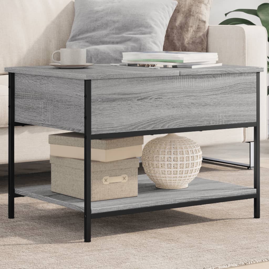 Coffee Table Grey Sonoma 70x50x50 cm Engineered Wood and Metal