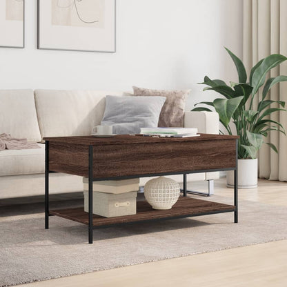 Coffee Table Brown Oak 100x50x50 cm Engineered Wood and Metal