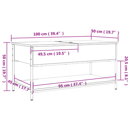 Coffee Table Brown Oak 100x50x50 cm Engineered Wood and Metal