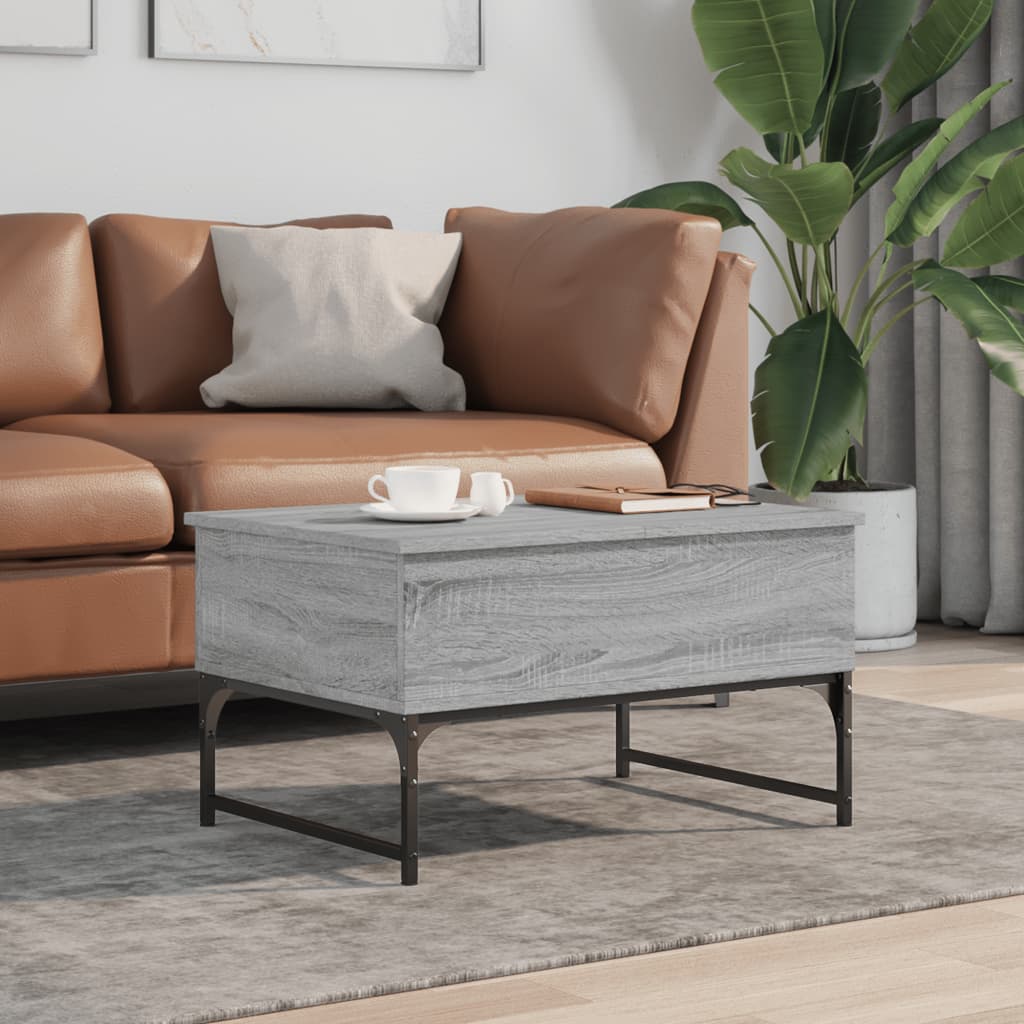 Coffee Table Grey Sonoma 70x50x40 cm Engineered Wood and Metal