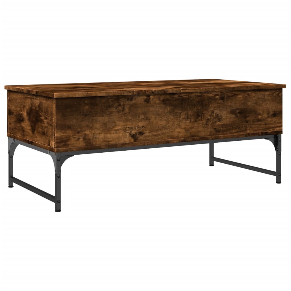 Coffee Table Smoked Oak 100x50x40 cm Engineered Wood and Metal