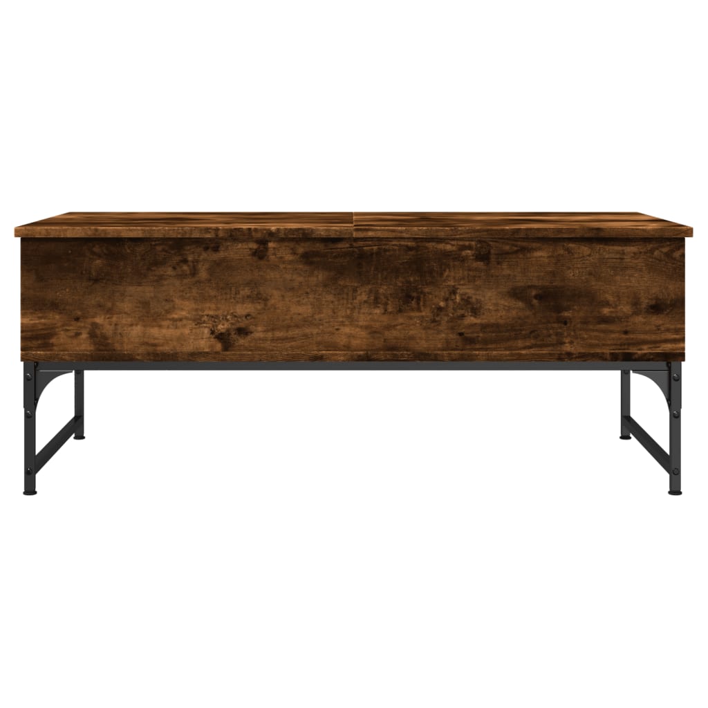 Coffee Table Smoked Oak 100x50x40 cm Engineered Wood and Metal