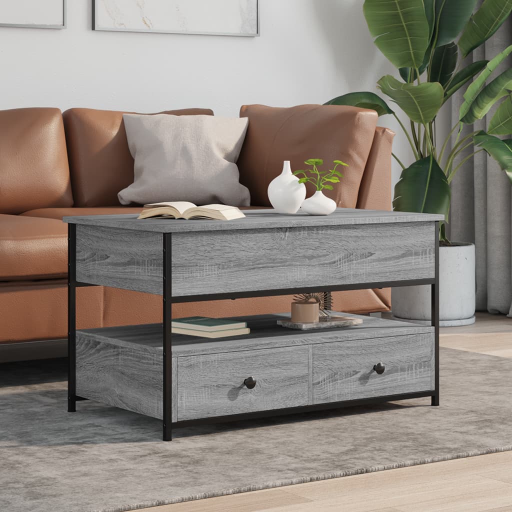 Coffee Table Grey Sonoma 85x50x50 cm Engineered Wood and Metal