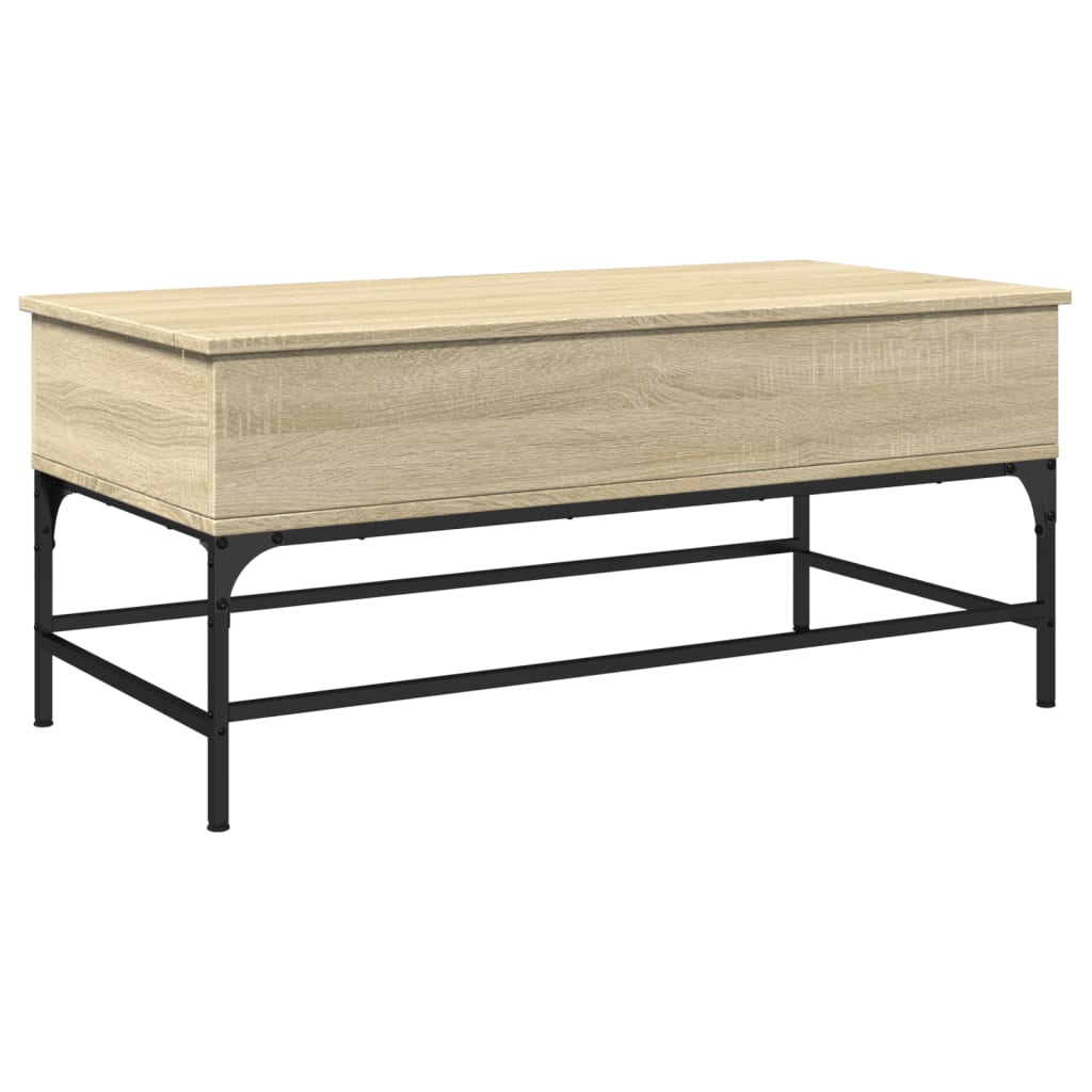 Coffee Table Sonoma Oak 100x50x45 cm Engineered Wood and Metal