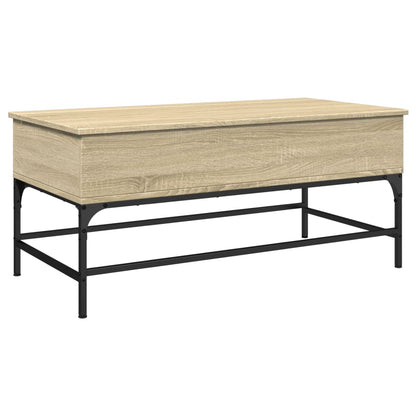 Coffee Table Sonoma Oak 100x50x45 cm Engineered Wood and Metal