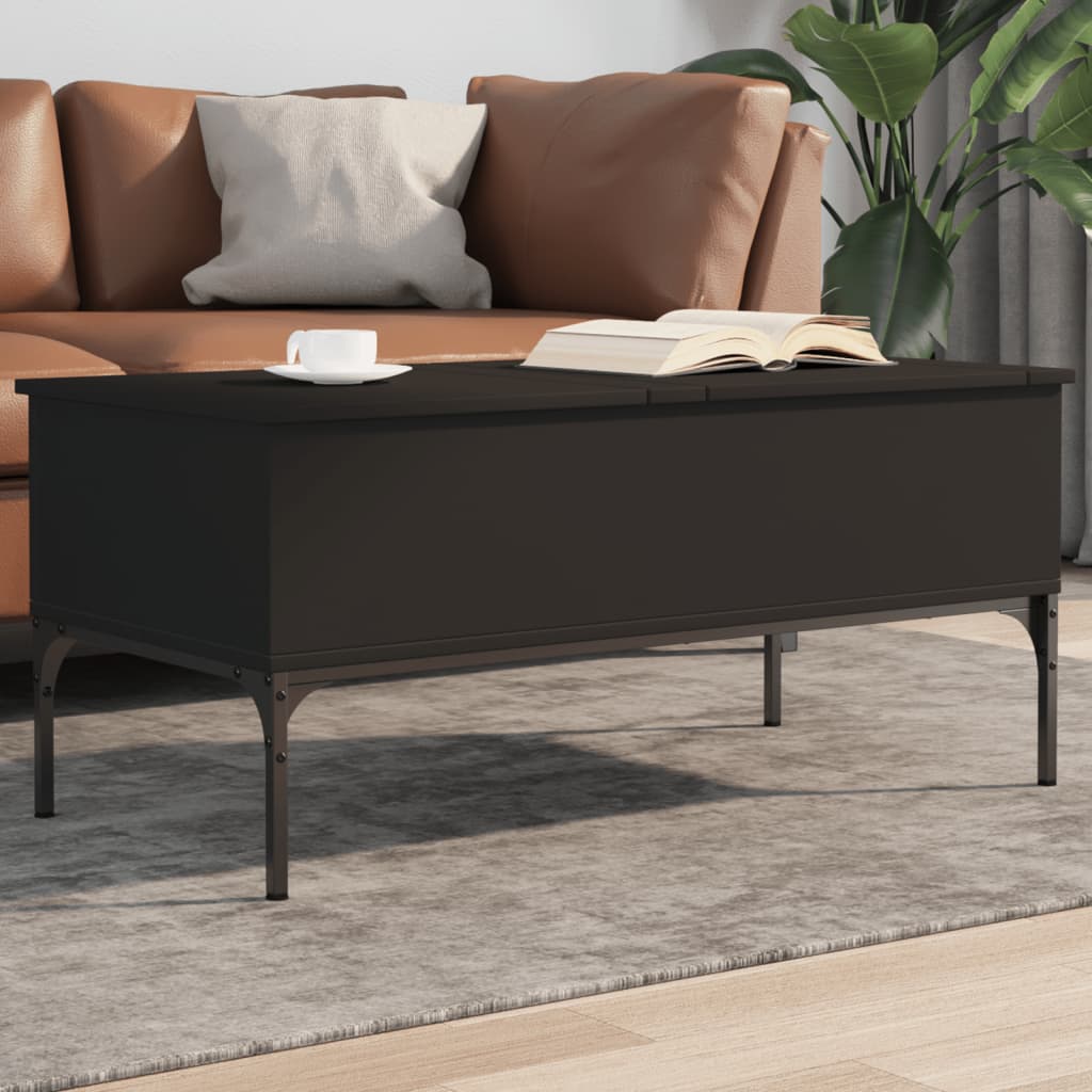 Coffee Table Black 100x50x45 cm Engineered Wood and Metal