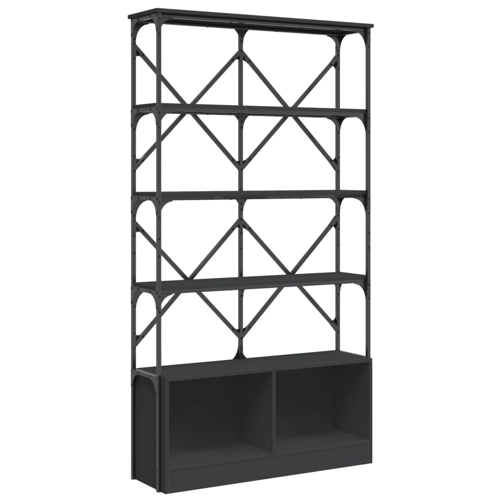 Bookcase Black 100x26x180 cm Engineered Wood and Metal