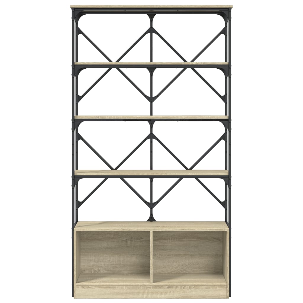 Bookcase Sonoma Oak 100x26x180 cm Engineered Wood and Metal