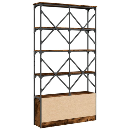 Bookcase Smoked Oak 100x26x180 cm Engineered Wood and Metal