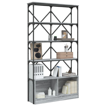 Bookcase Grey Sonoma 100x26x180 cm Engineered Wood and Metal