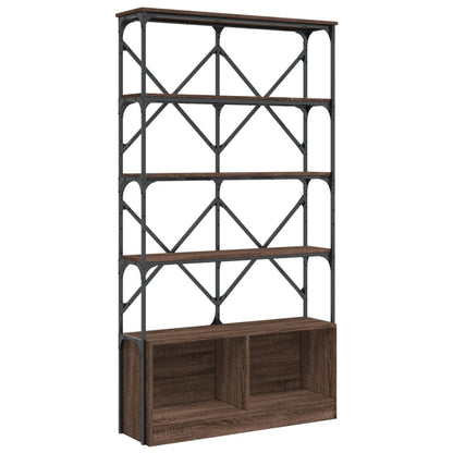 Bookcase Brown Oak 100x26x180 cm Engineered Wood and Metal