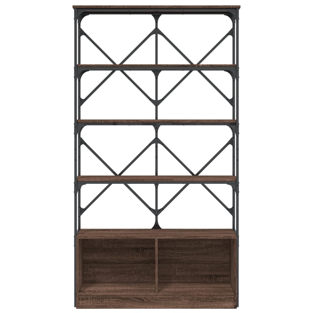 Bookcase Brown Oak 100x26x180 cm Engineered Wood and Metal