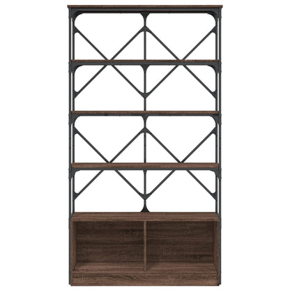 Bookcase Brown Oak 100x26x180 cm Engineered Wood and Metal