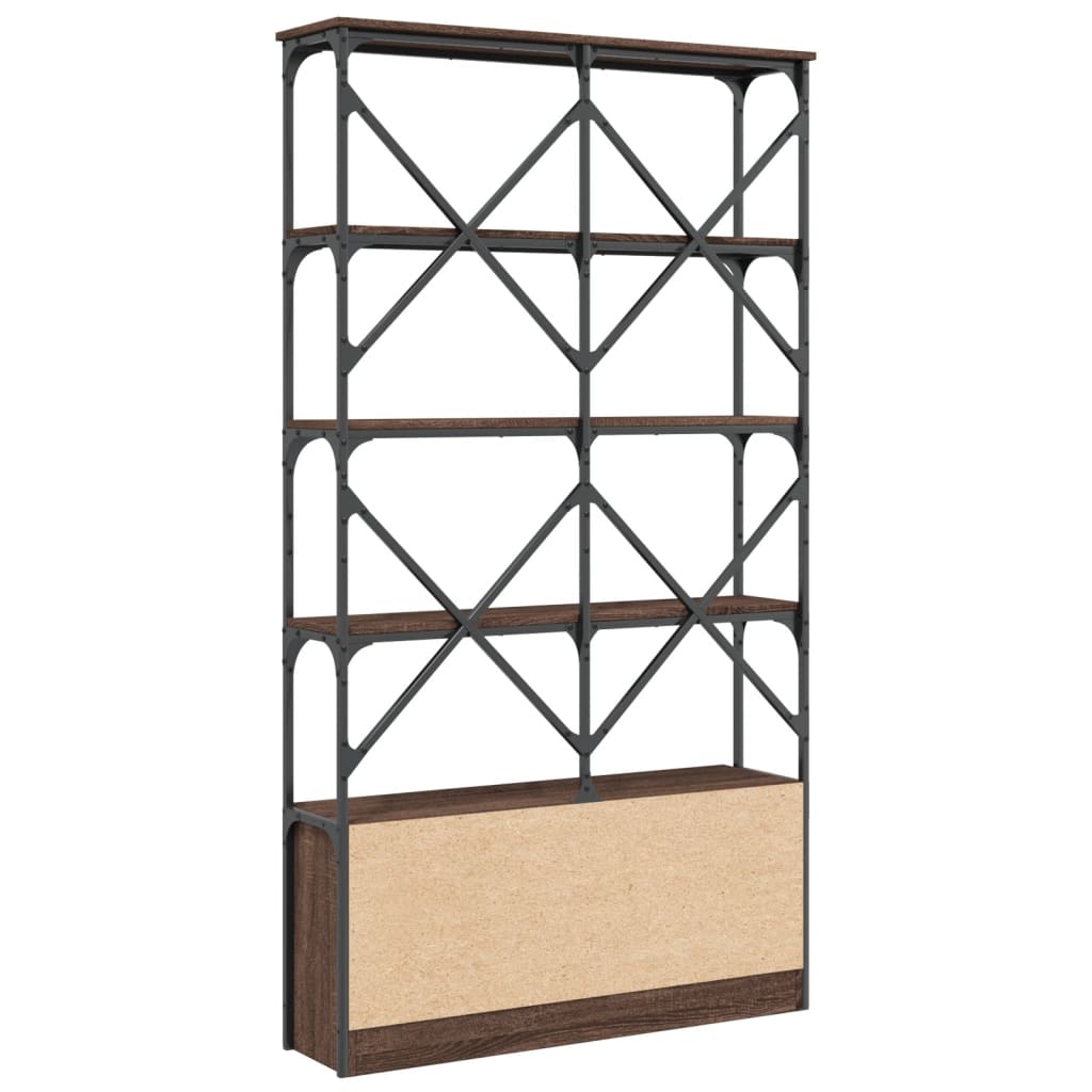 Bookcase Brown Oak 100x26x180 cm Engineered Wood and Metal