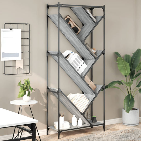 Bookcase Grey Sonoma 79x30x180 cm Engineered Wood and Metal