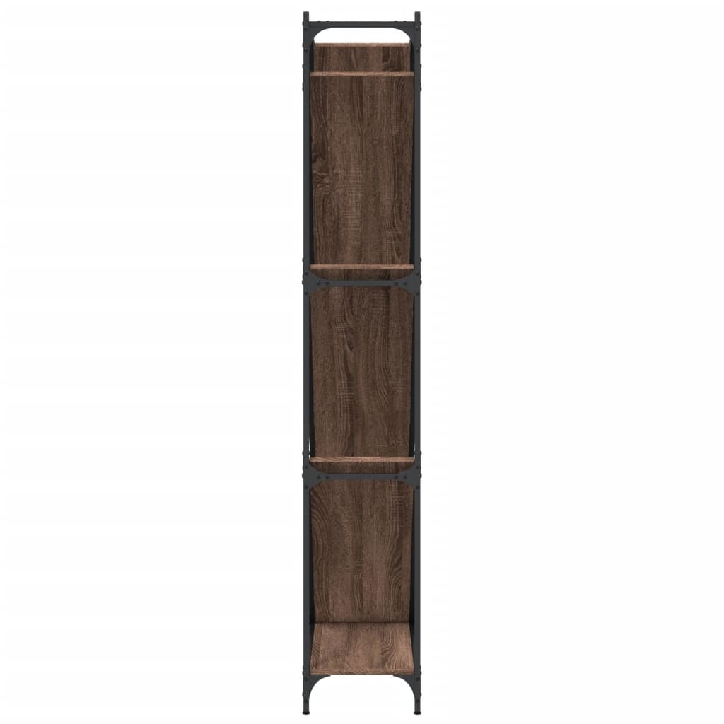 Bookcase Brown Oak 79x30x180 cm Engineered Wood and Metal