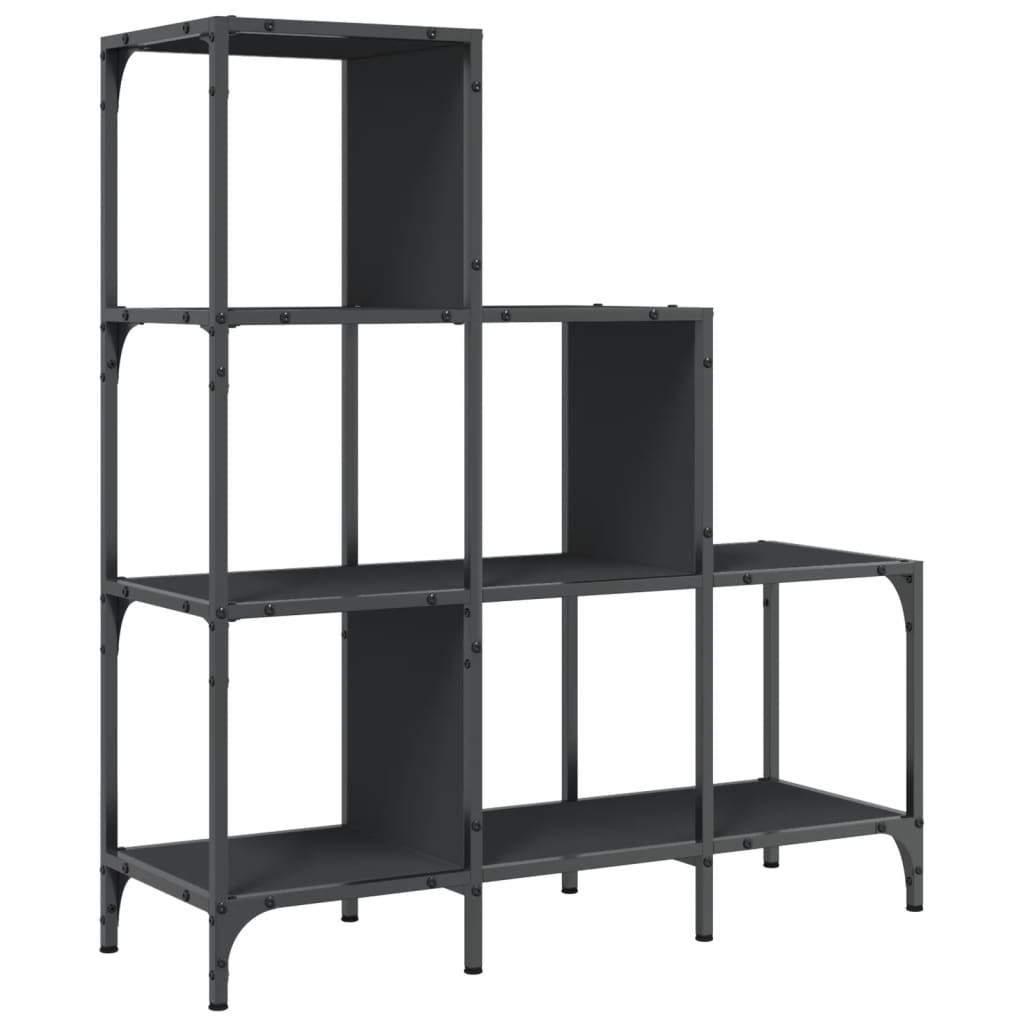 Bookcase Black 92x30x102 cm Engineered Wood and Metal